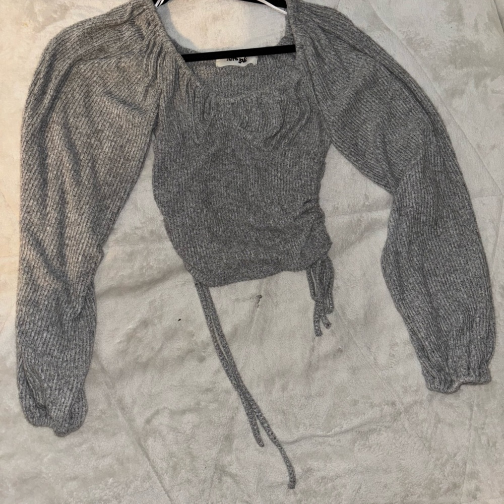 gray off the shoulder top